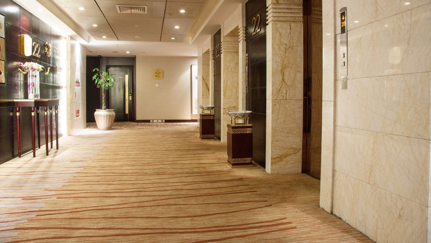 a hotel corridor